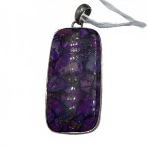 925 IN Sterling Silver 12.6g Purple Mojave Turquoise Panel 3" Fine Pendant